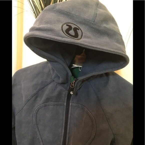 LULULEMON Scuba Hoodie Cotton Fleece Hood Jacket Sweater Top Pocket Gray Green 8 - Picture 2 of 6